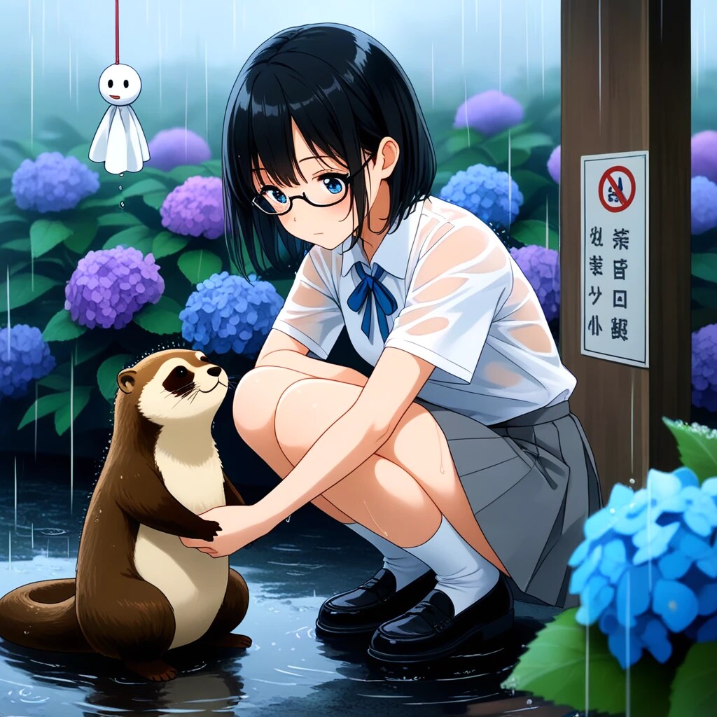 眼鏡ちゃん　雨宿り