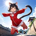 壁を見ると登りたくなる猫娘 2枚目