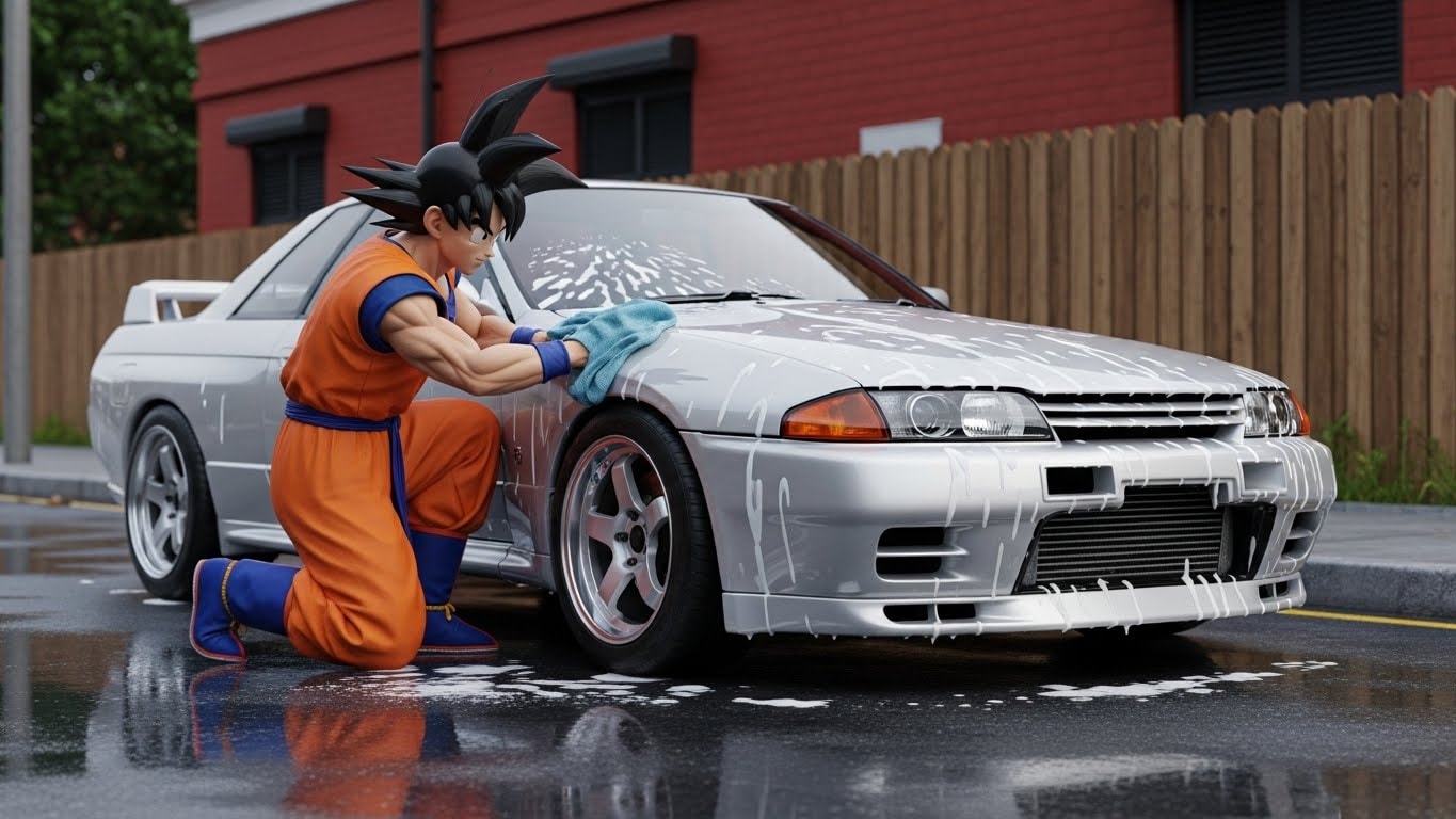 孫悟空がR32GT-Rを洗う | の人気AIイラスト・グラビア