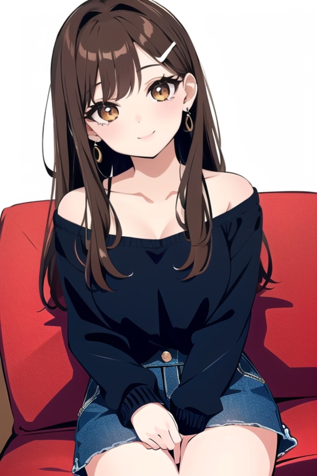 ソファーに座る娘