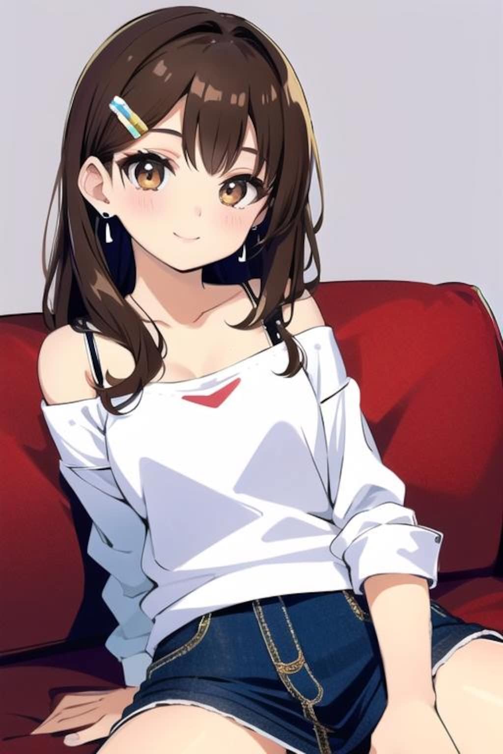 ソファーに座る娘