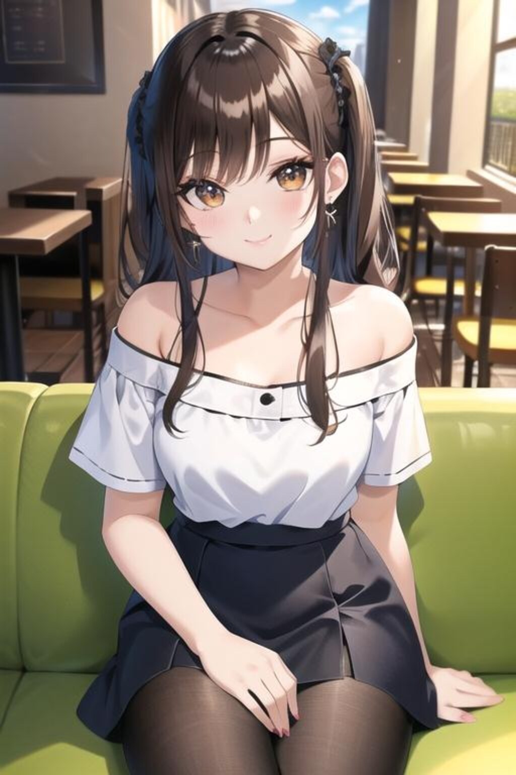 ソファーに座る娘