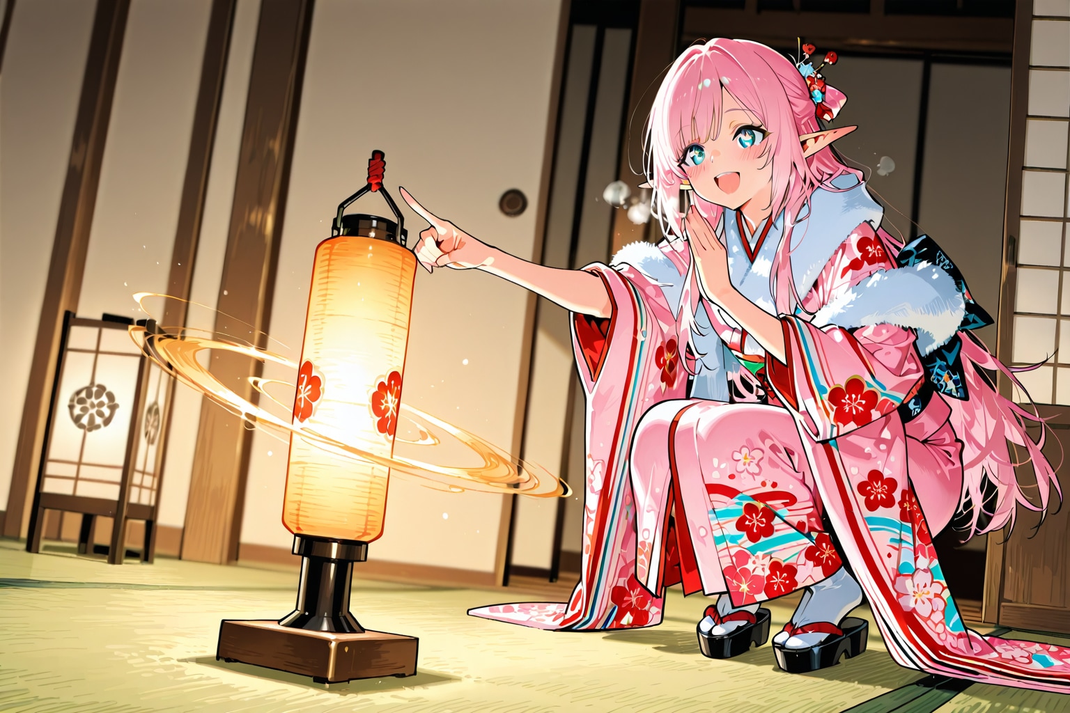 独楽回し？しているエルフの女の子 | の人気AIイラスト・グラビア