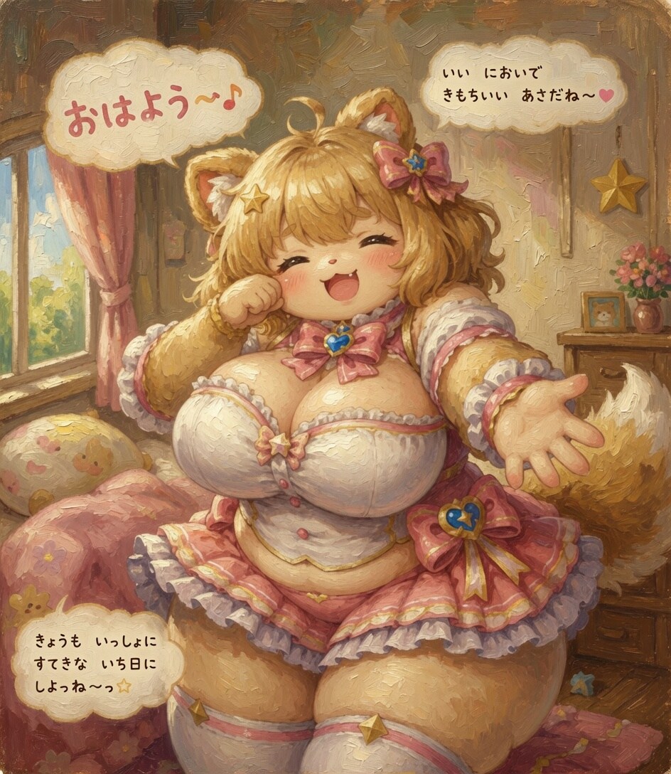 「おはよう」なけものむちむちおねえさん
