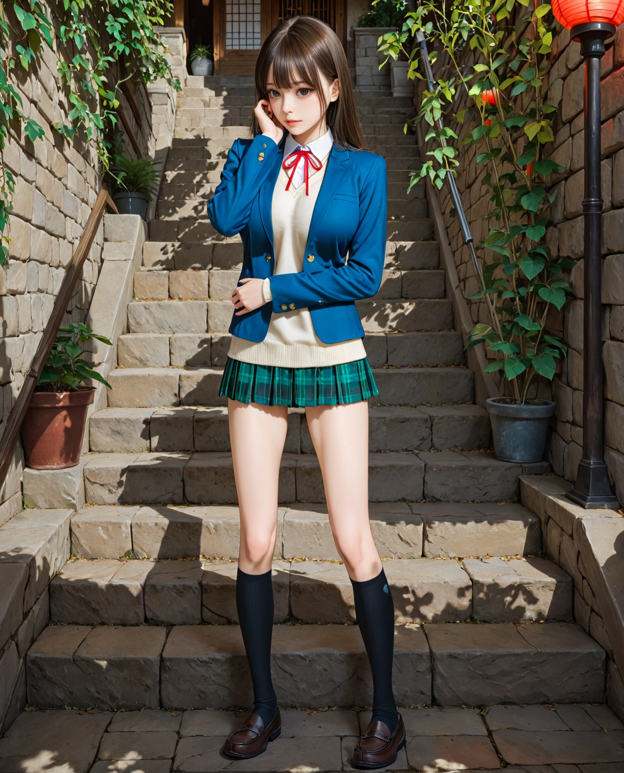 石段ブレザーJK | の人気AIイラスト・グラビア