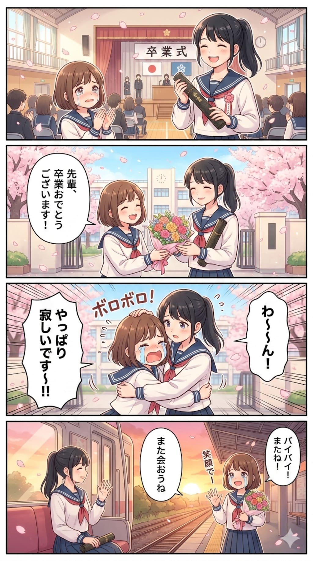 卒業式の4コマ漫画