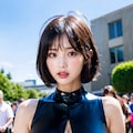 ラテックスボディースーツでポロリ 9枚目