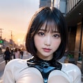 ラテックスボディースーツでポロリ 5枚目