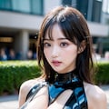 ラテックスボディースーツでポロリ 12枚目