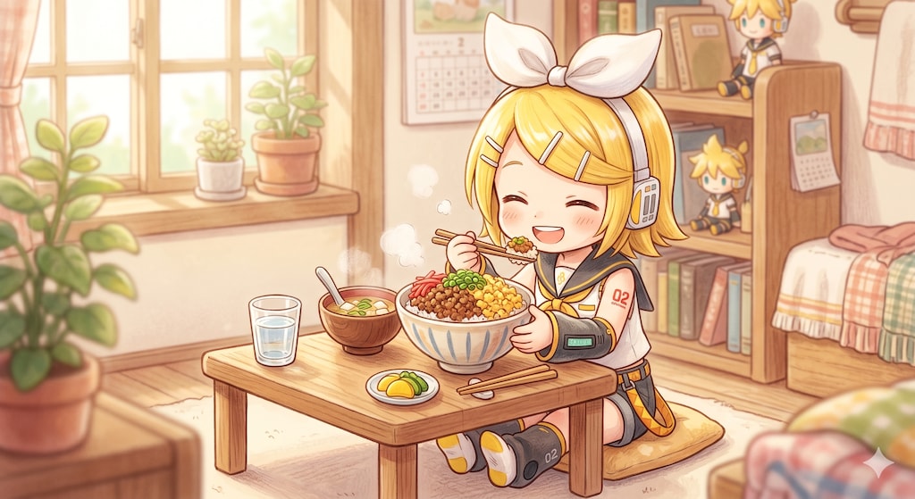 今日のお昼は鳥そぼろご飯です