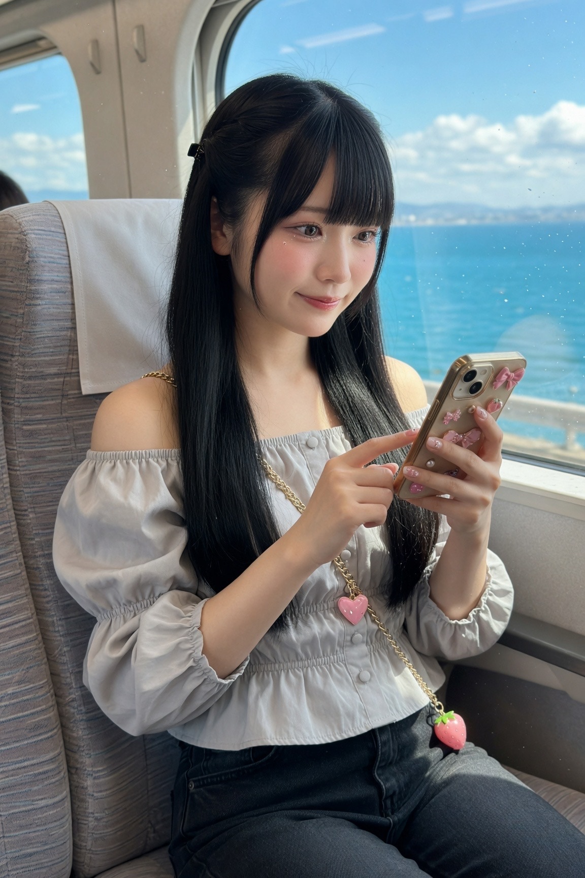 電車窓辺の優しい時間 | の人気AIイラスト・グラビア