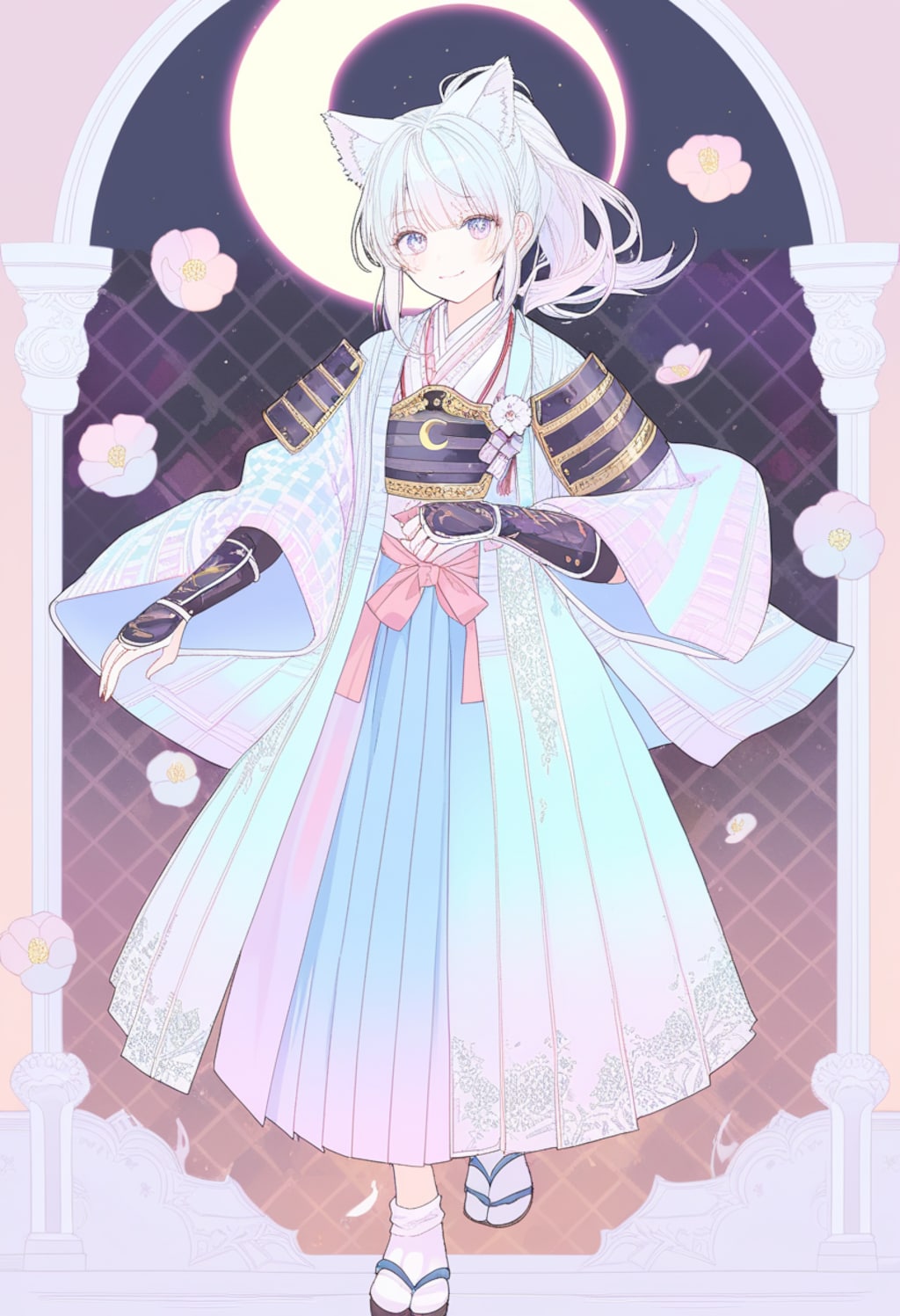 *1 ケモ耳和風衣装の美少女