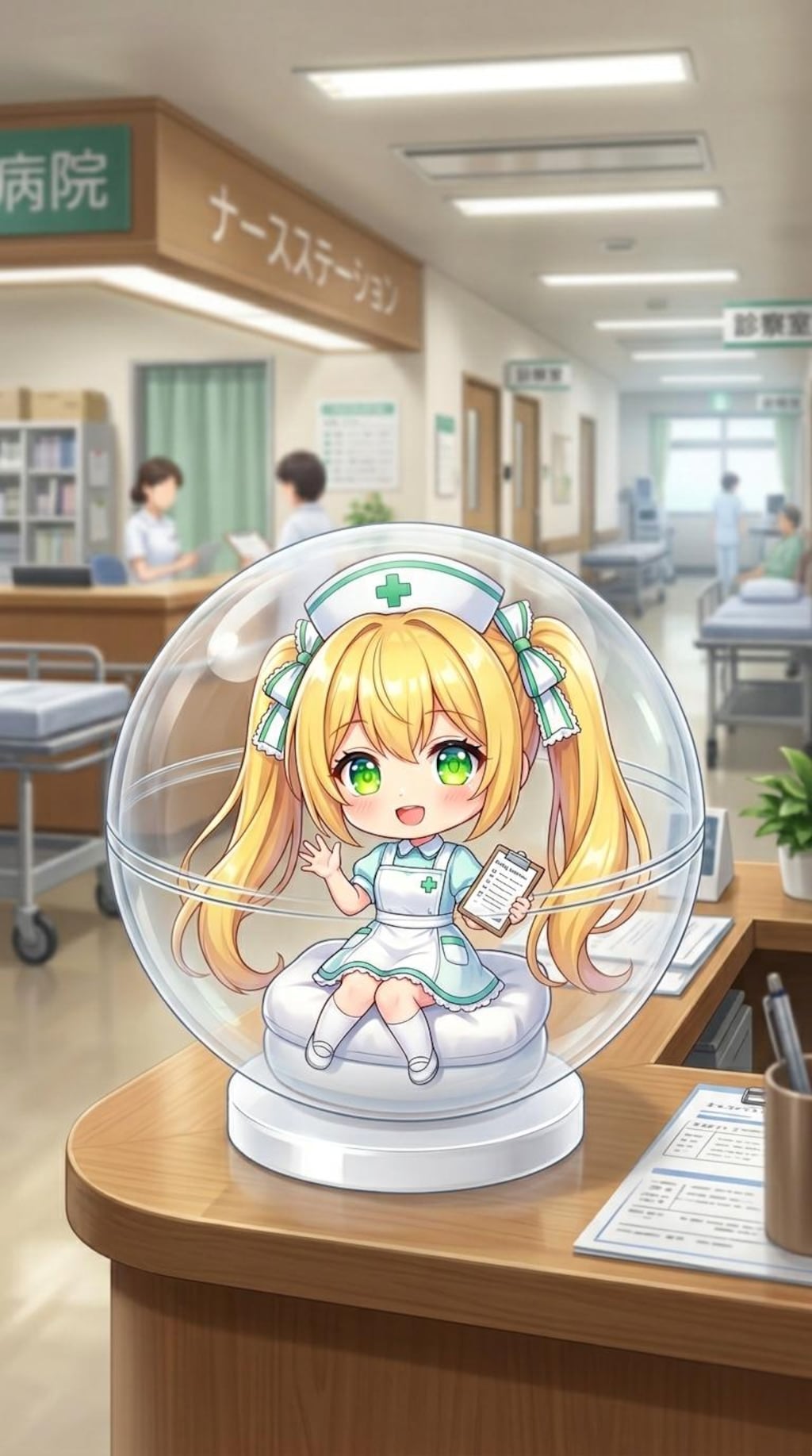 ナース服姿のQILINちゃんをカプセルに入れたよ