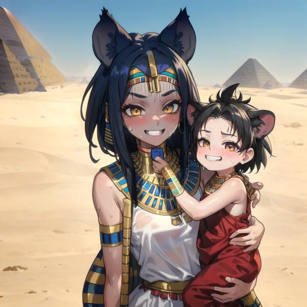 古代エジプト衣装のハイエナママさんと娘ｗ
