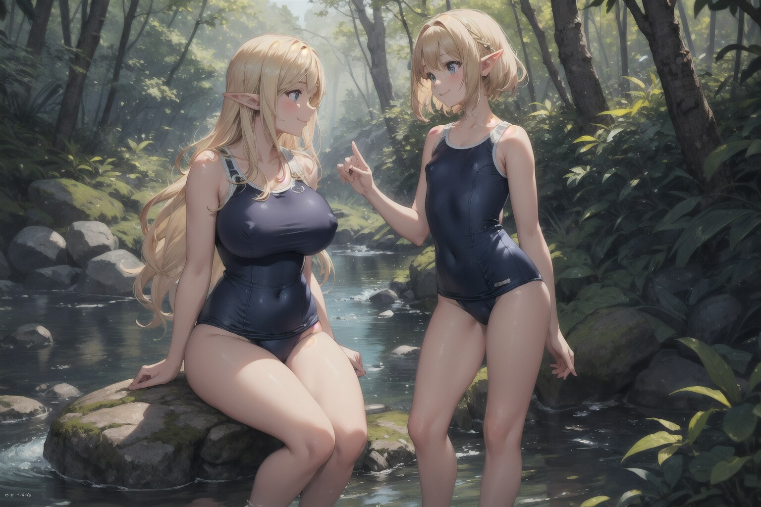エルフさんの水遊び