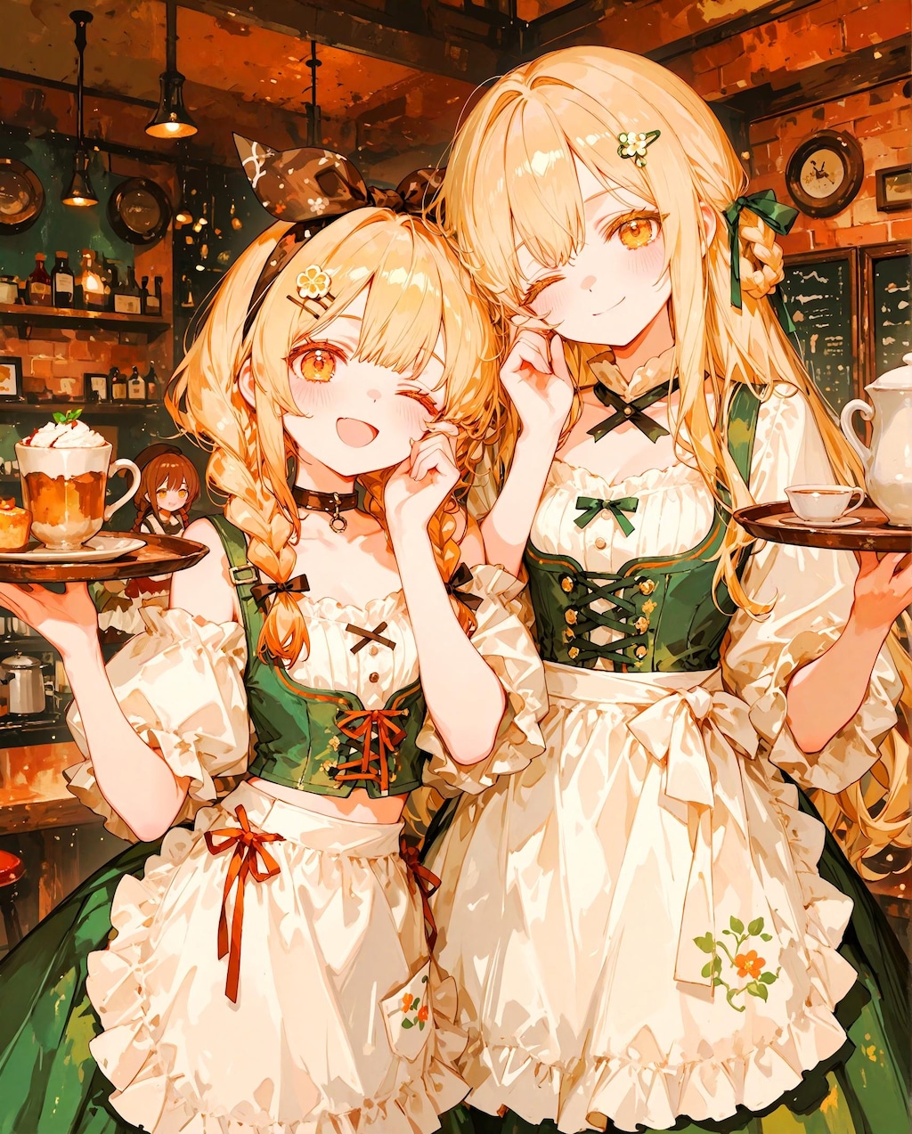 春のウェイトレス少女