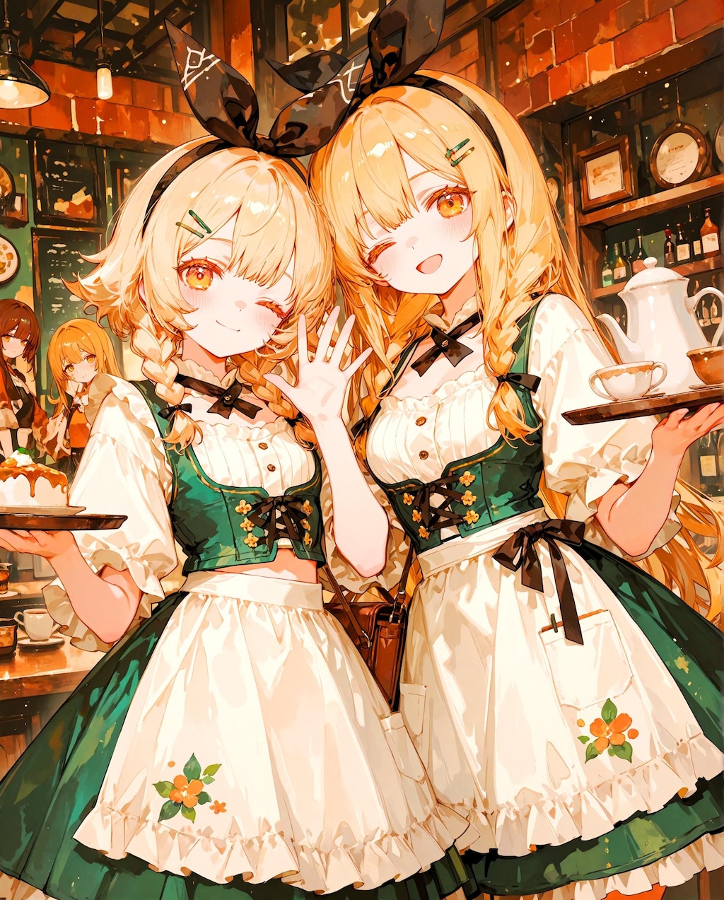 春のウェイトレス少女