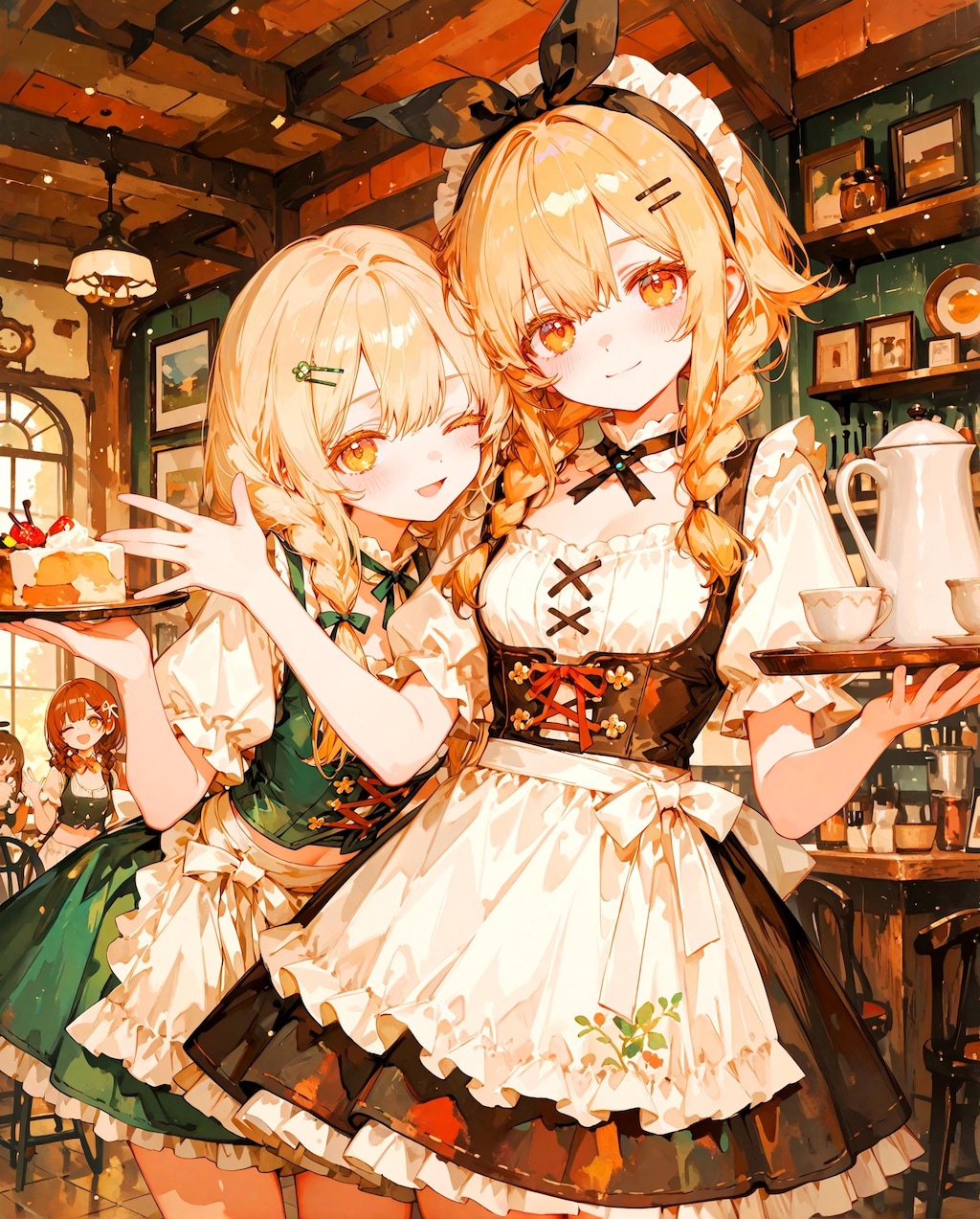 春のウェイトレス少女