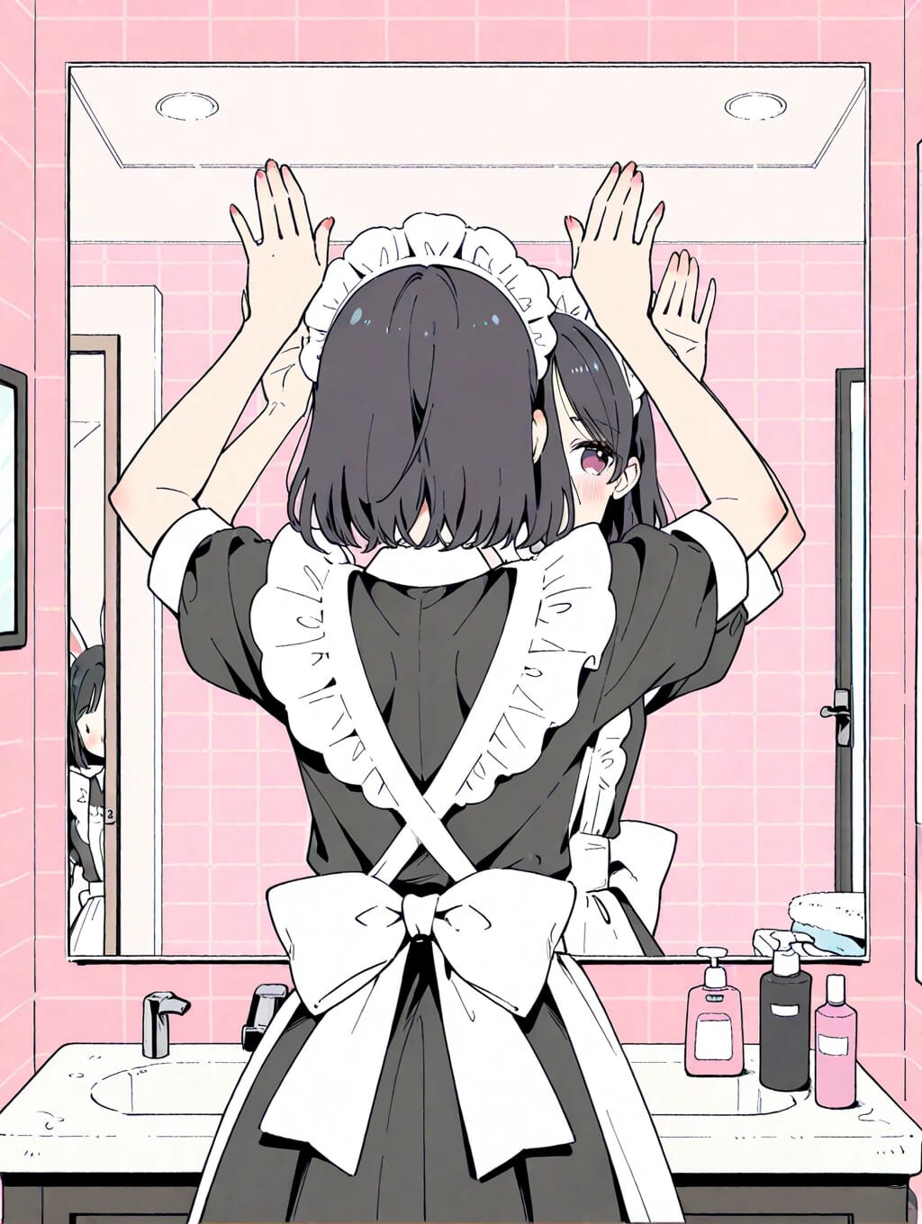 見られた黒髪メイドさん ///