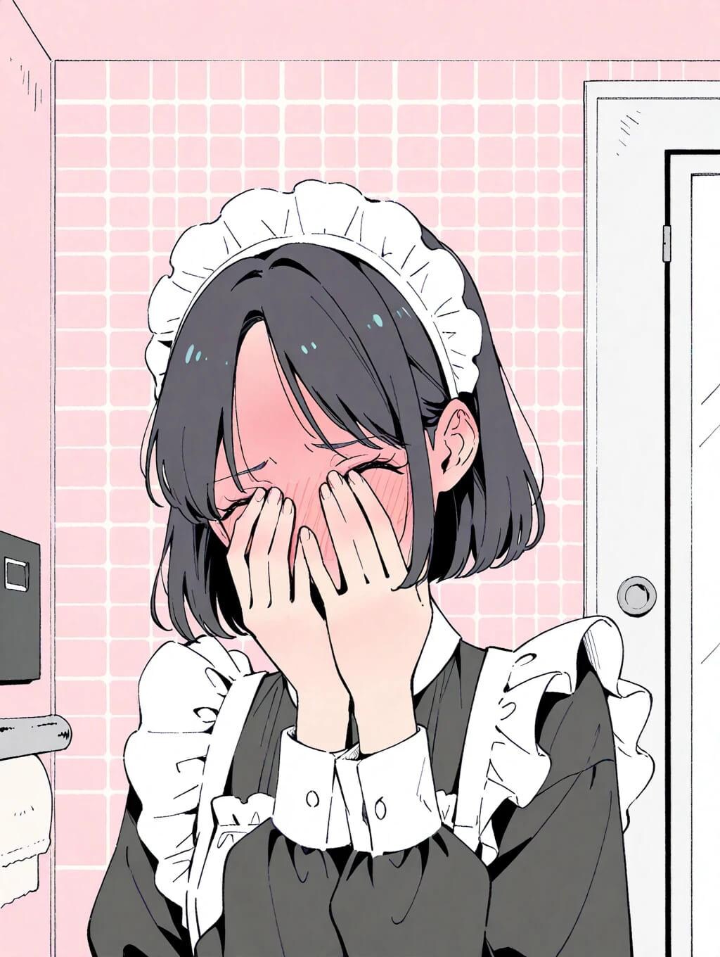 見られた黒髪メイドさん ///