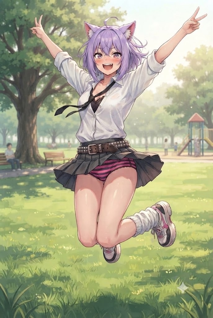 ジャンプする制服のシス