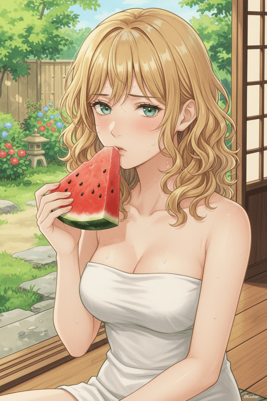 夏の金髪美人さん