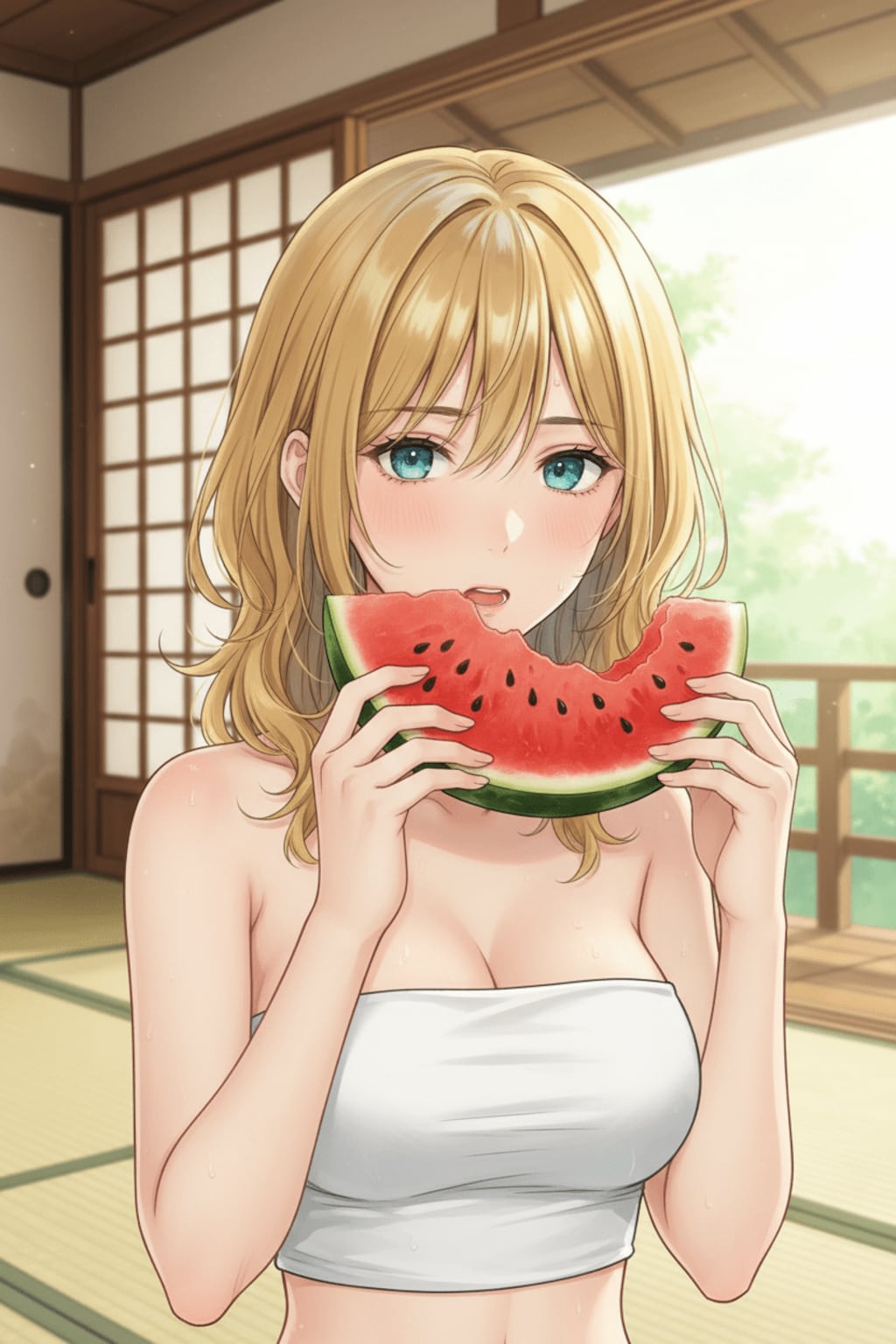 夏の金髪美人さん