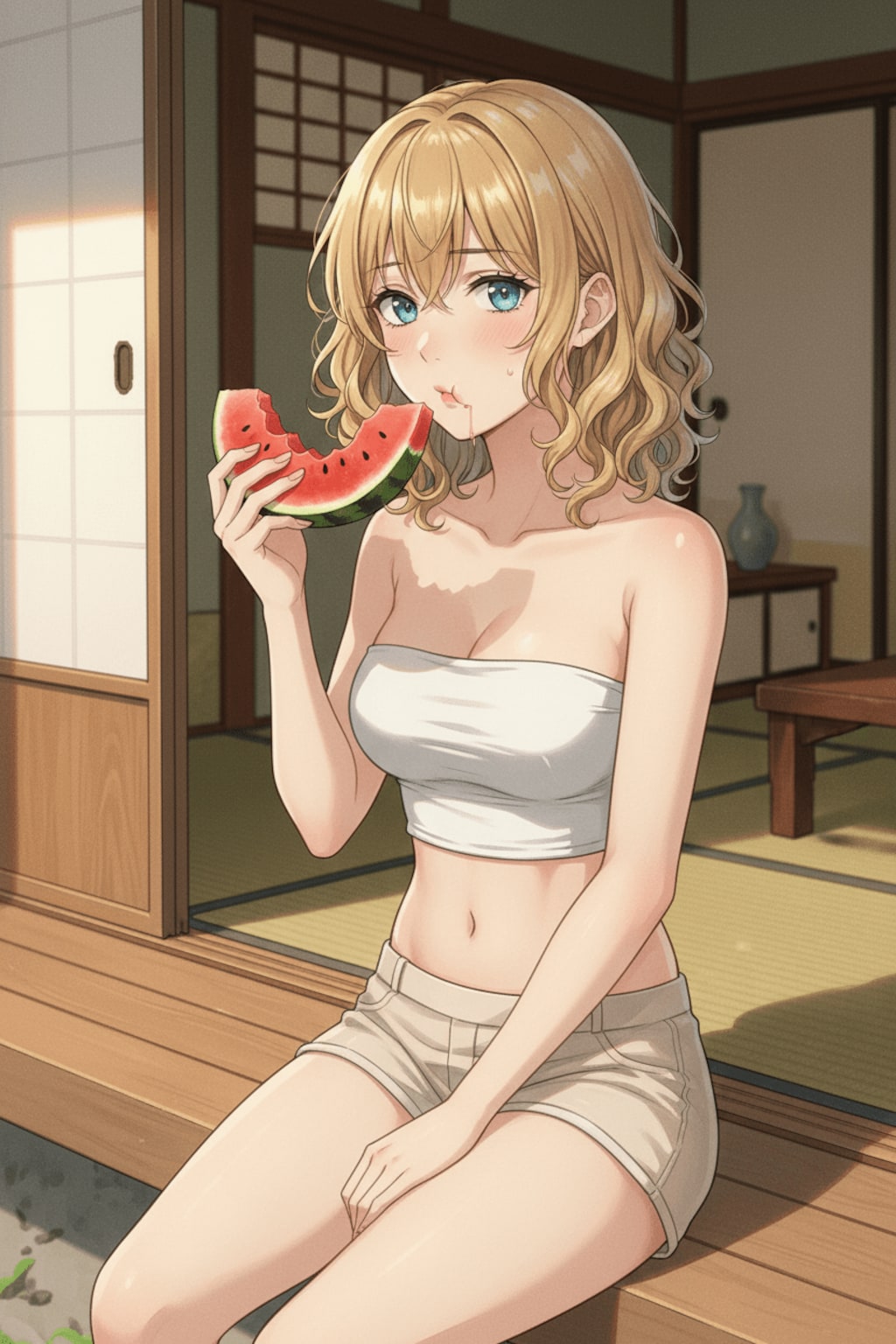 夏の金髪美人さん