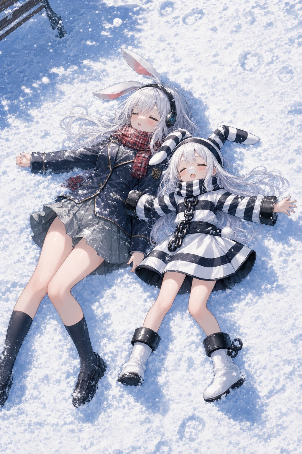遊び疲れたみみちゃんとうさぎちゃん🐰🐰💤💤