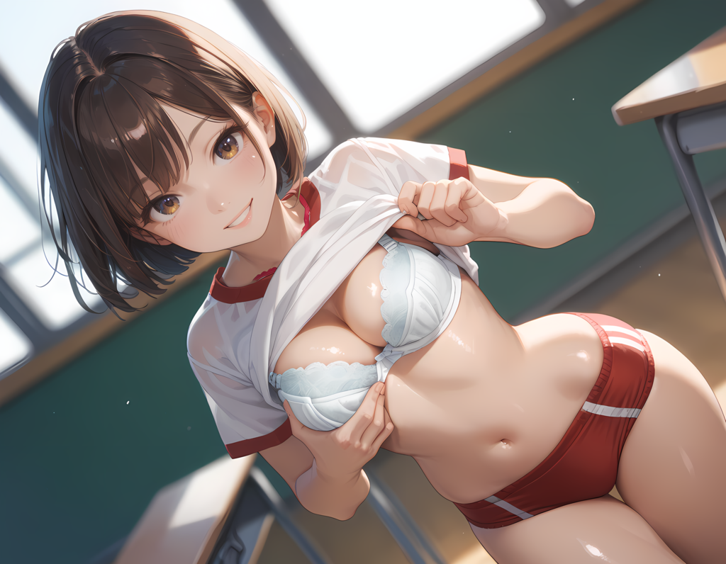 誘惑する赤ブルマ少女