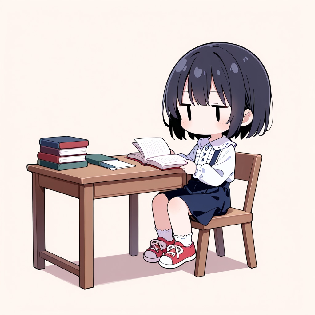 図書館で本を読む