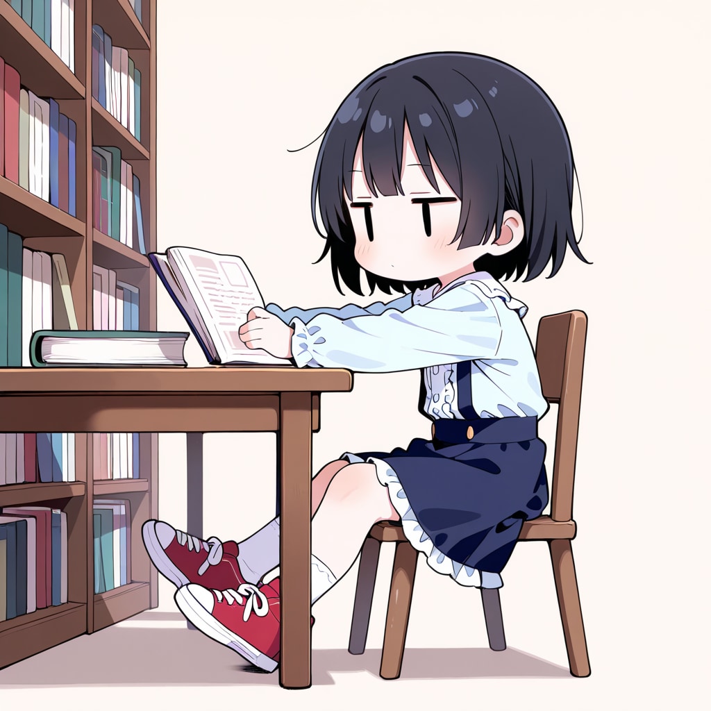 図書館で本を読む