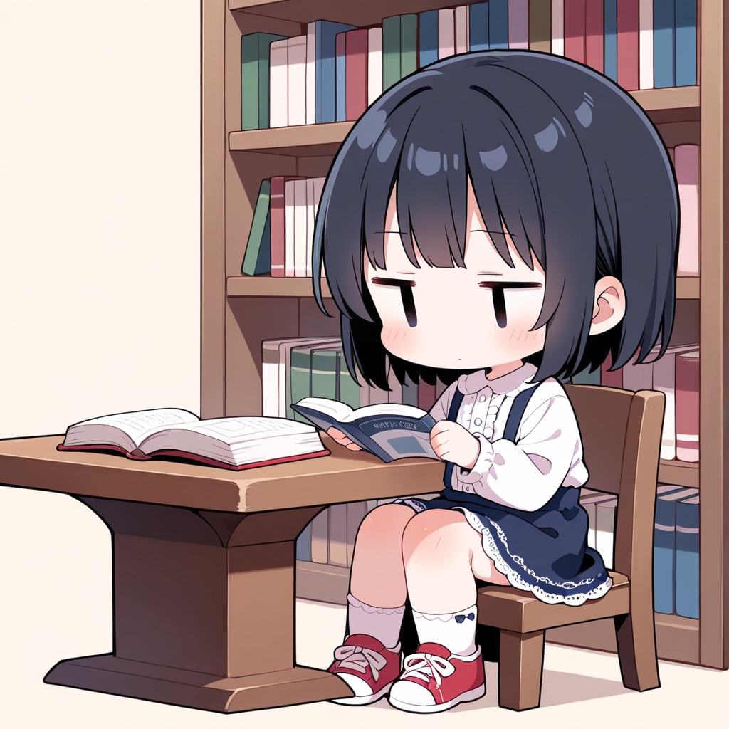 図書館で本を読む