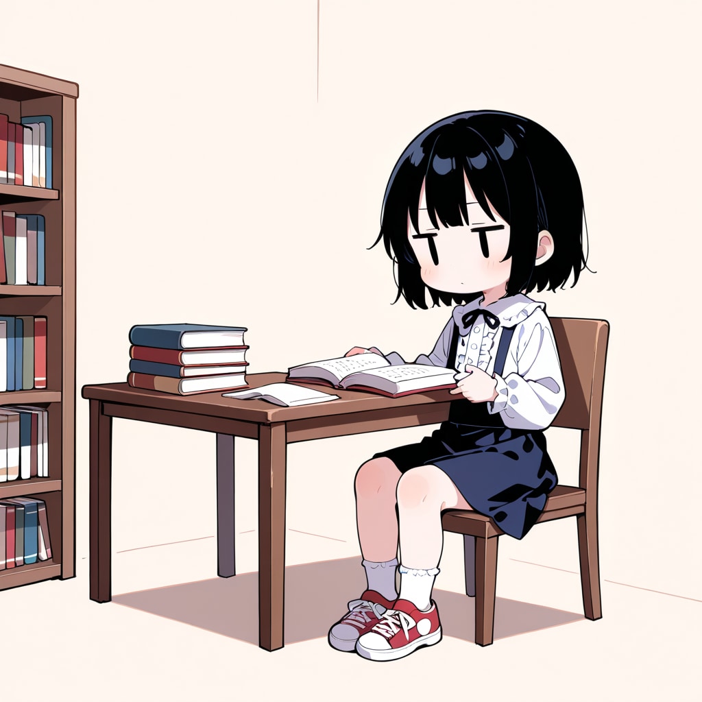 図書館で本を読む