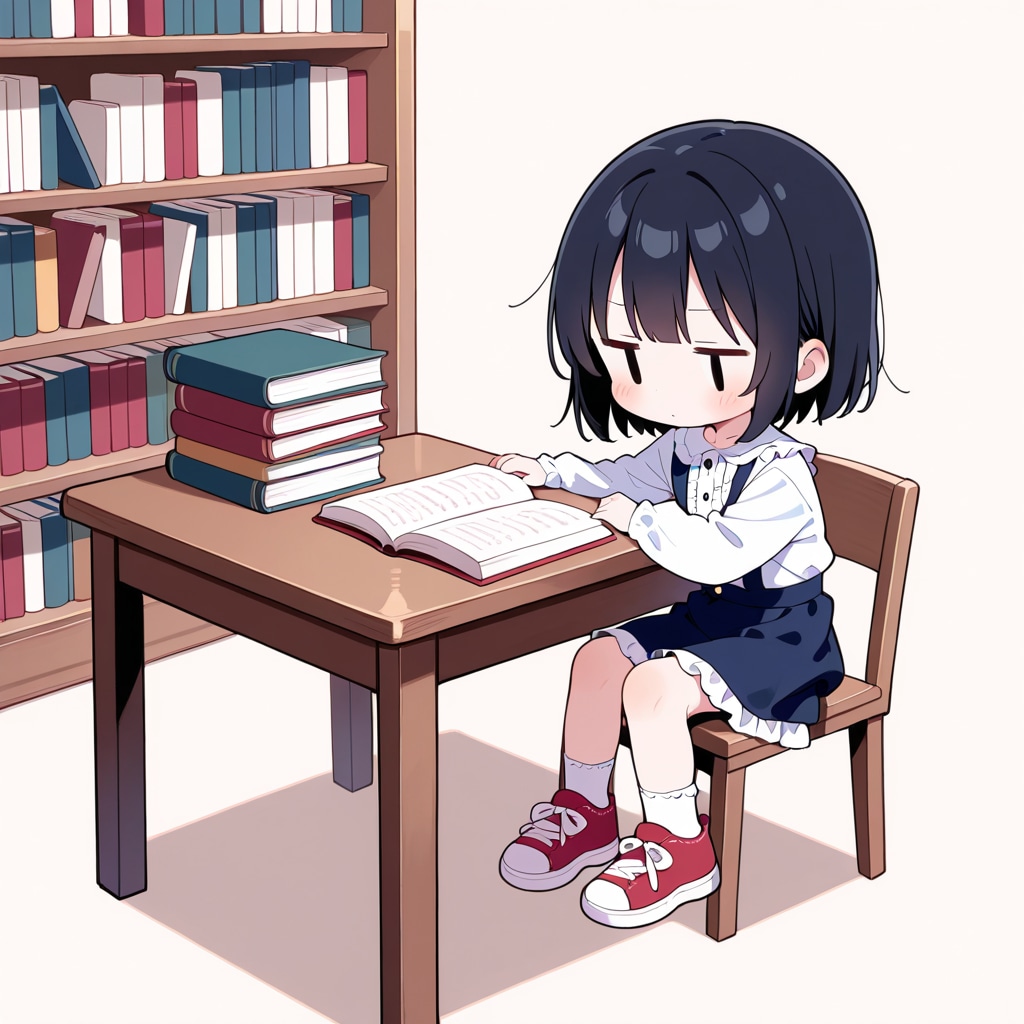図書館で本を読む