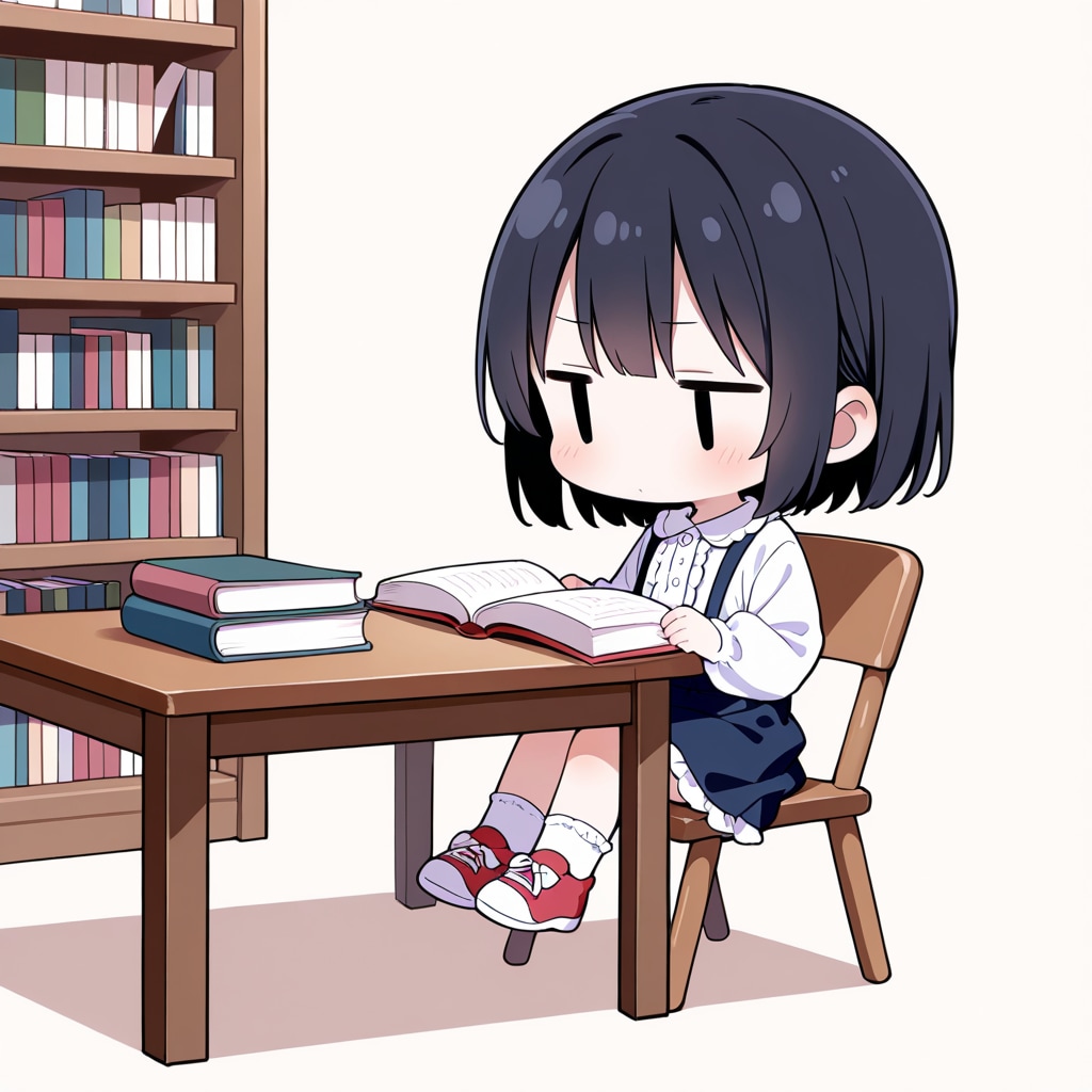 図書館で本を読む