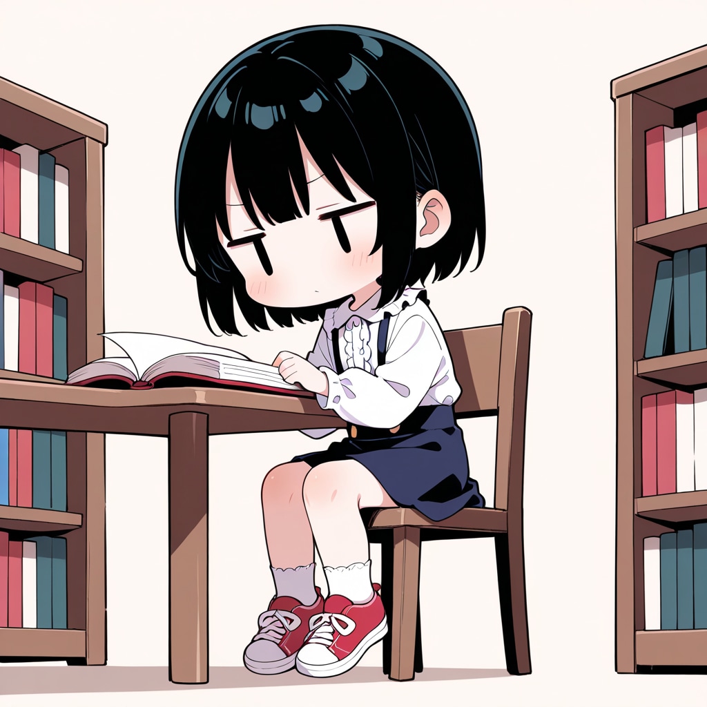 図書館で本を読む