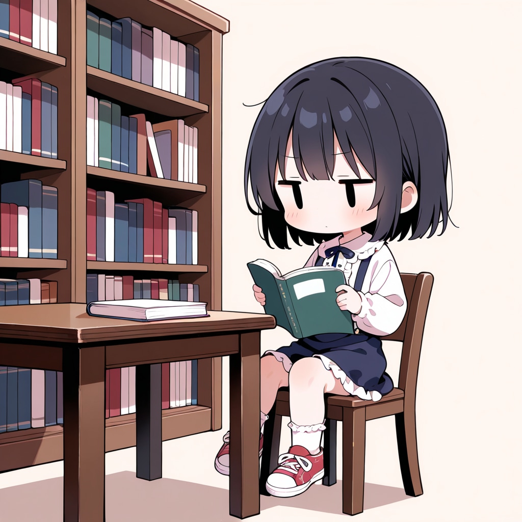 図書館で本を読む