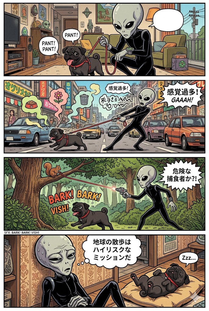 エイリアン　犬と散歩