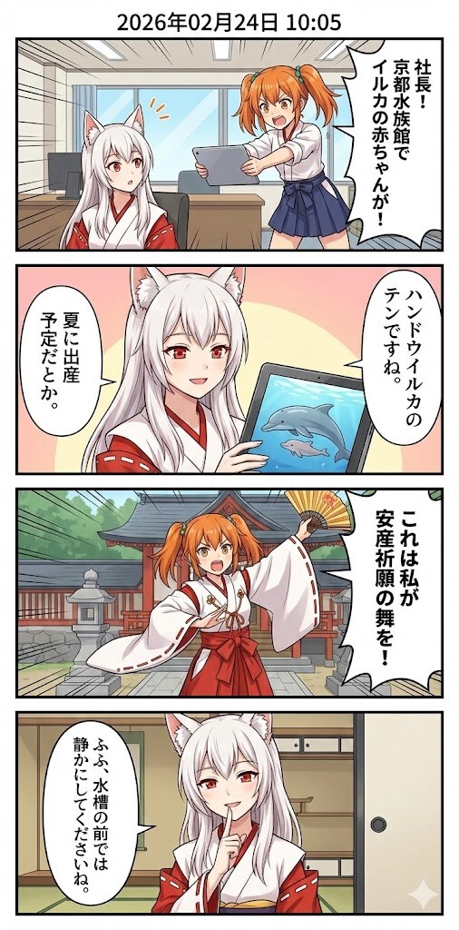 京都水族館のハンドウイルカ「テン」が妊娠　毎日漫画10時