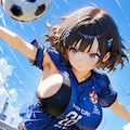 ボールを蹴り上げて走る 3枚目