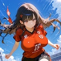 ボールを蹴り上げて走る 4枚目