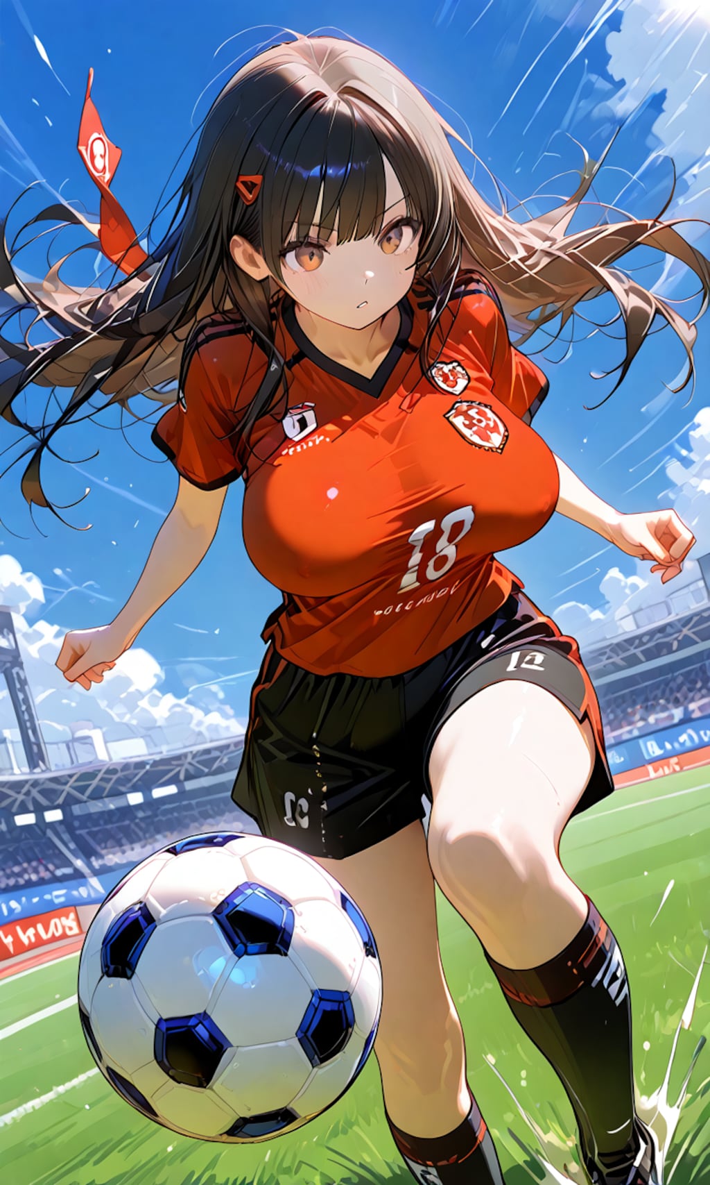 ボールを蹴り上げて走る