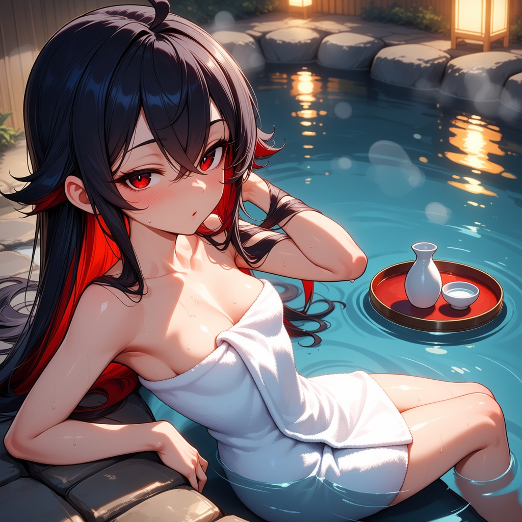 朱闇さんと露天風呂