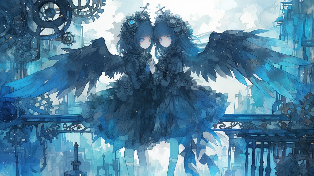 スチームパンクの世界に2人の堕天使