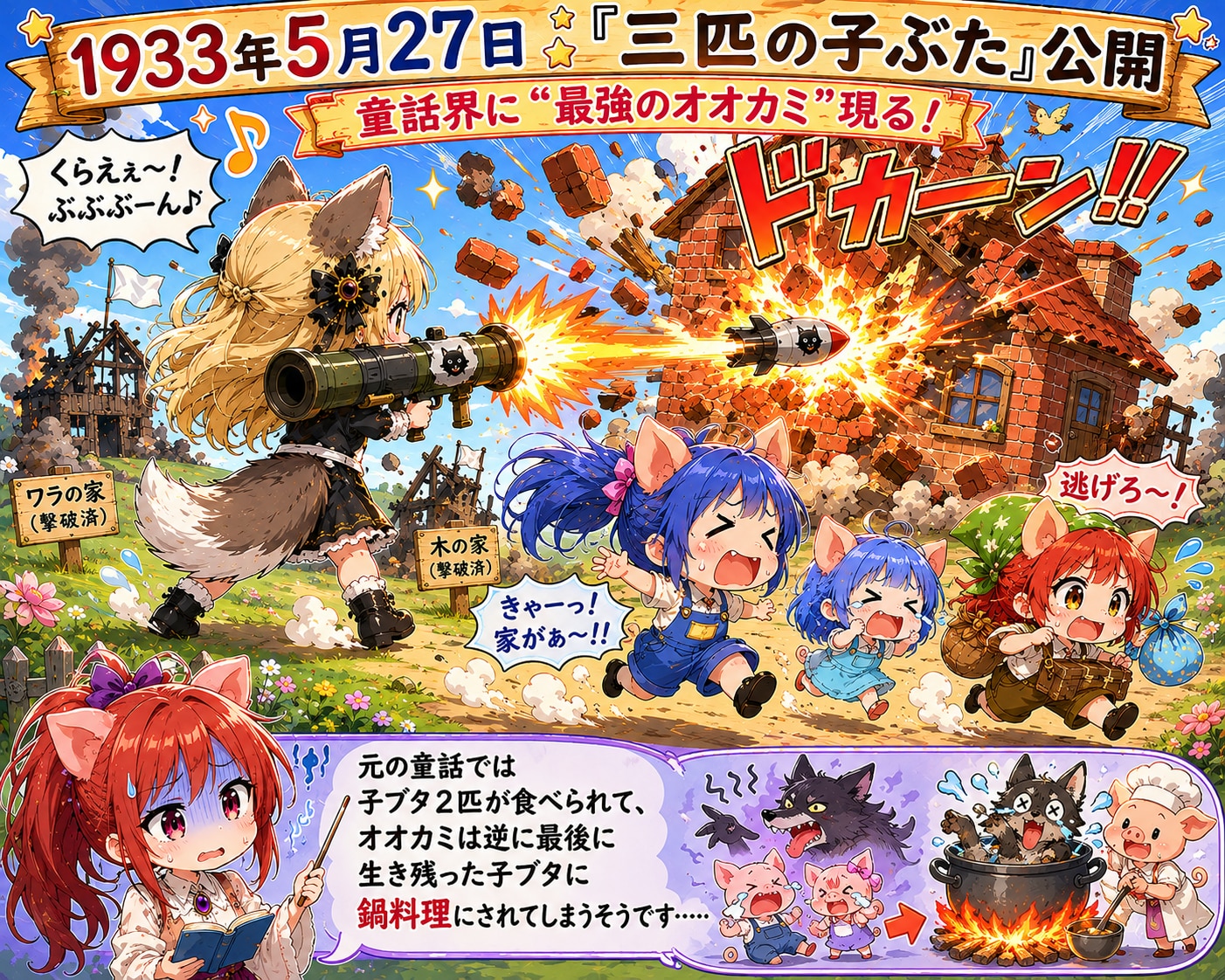 5月27日は映画『三匹の子ぶた』の公開日 | の人気AIイラスト・グラビア