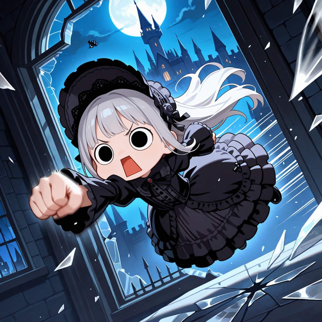 魔王城の窓ガラスでもやってしまいよったえらいこっちゃ嬢