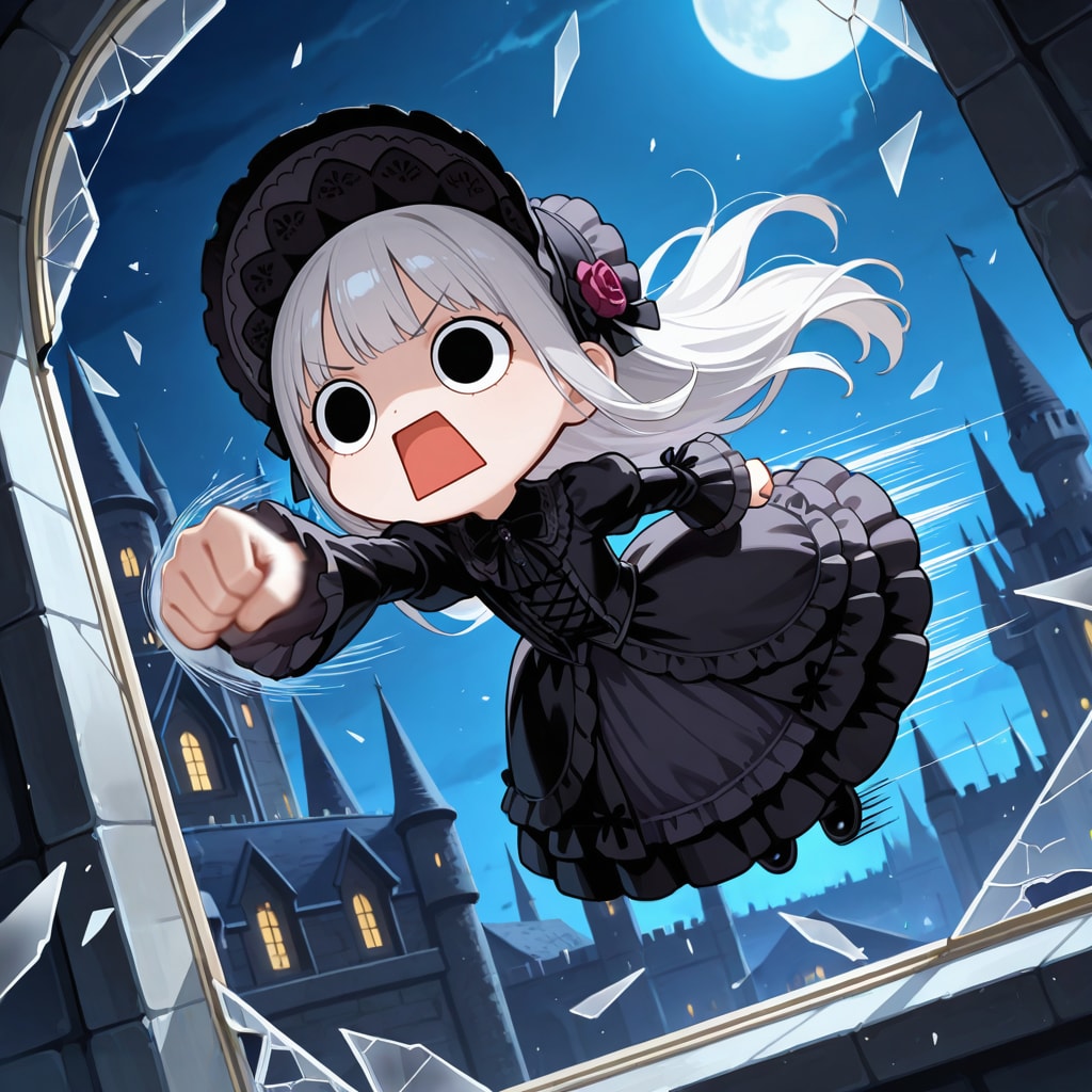 魔王城の窓ガラスでもやってしまいよったえらいこっちゃ嬢
