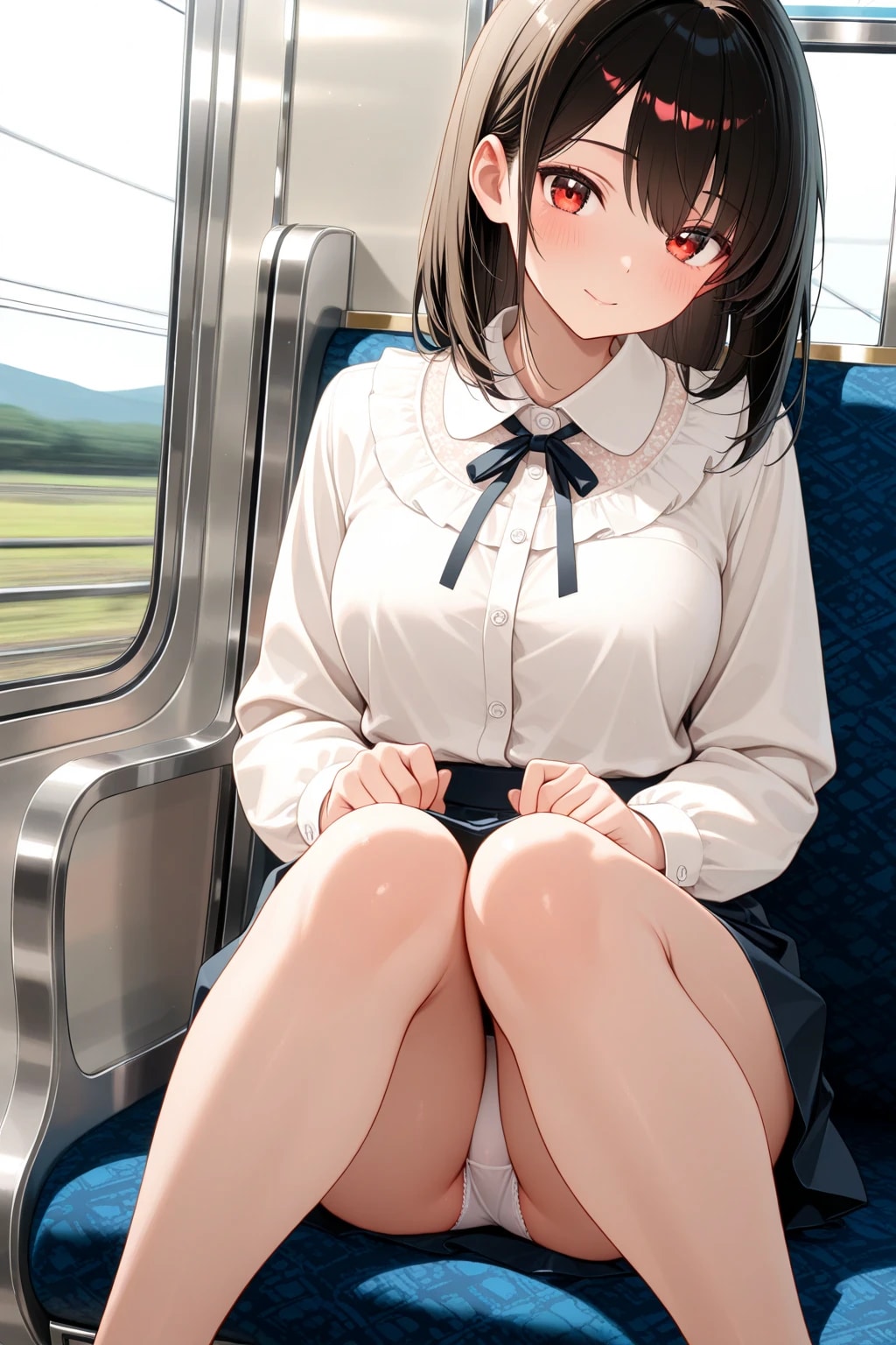 三角座りパンチラ