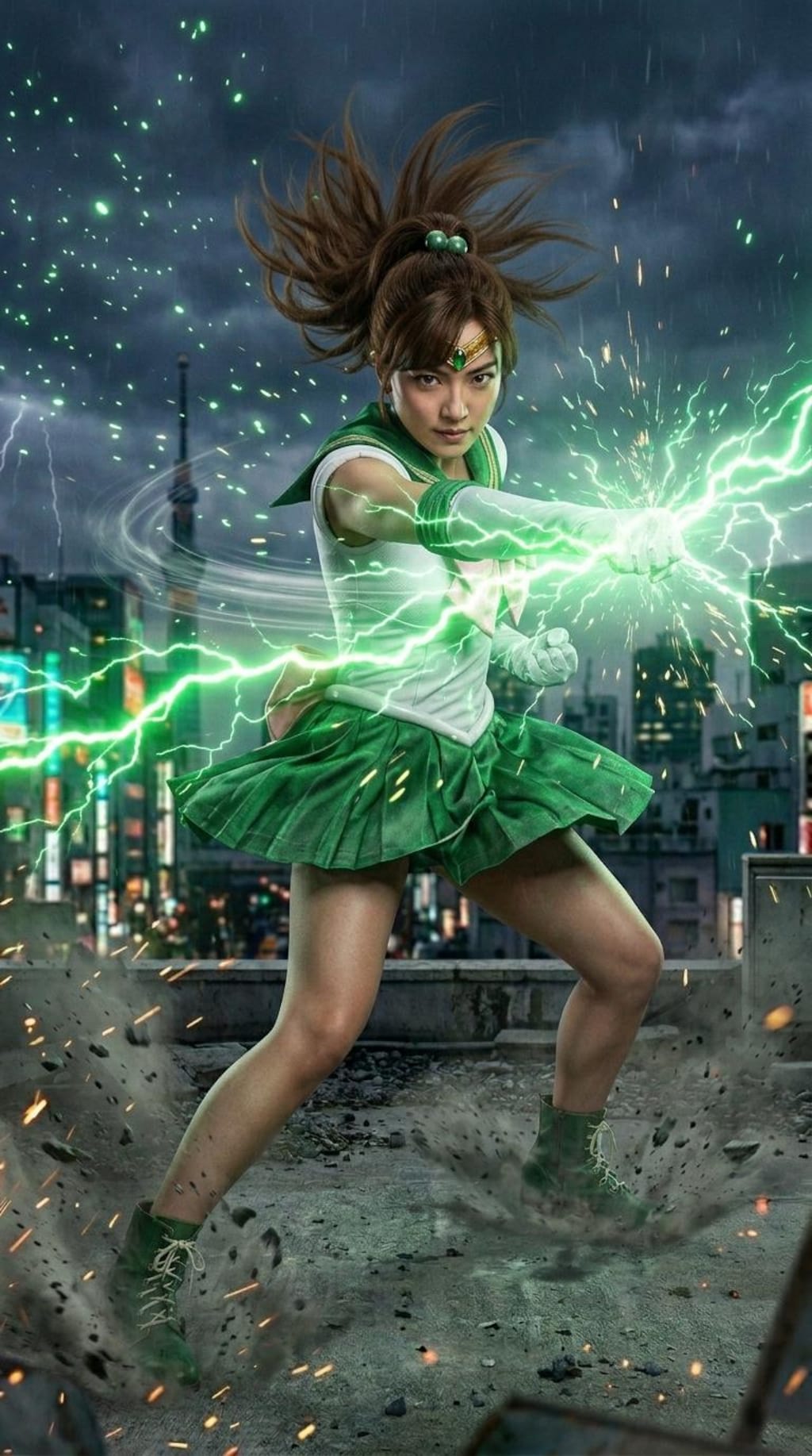 戦闘シーンなセーラー服女の子